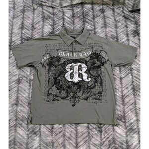 Decoded Black Raw Y2K Affliction Style Dragon Gothic Baroque Polo Shirt Mens XL